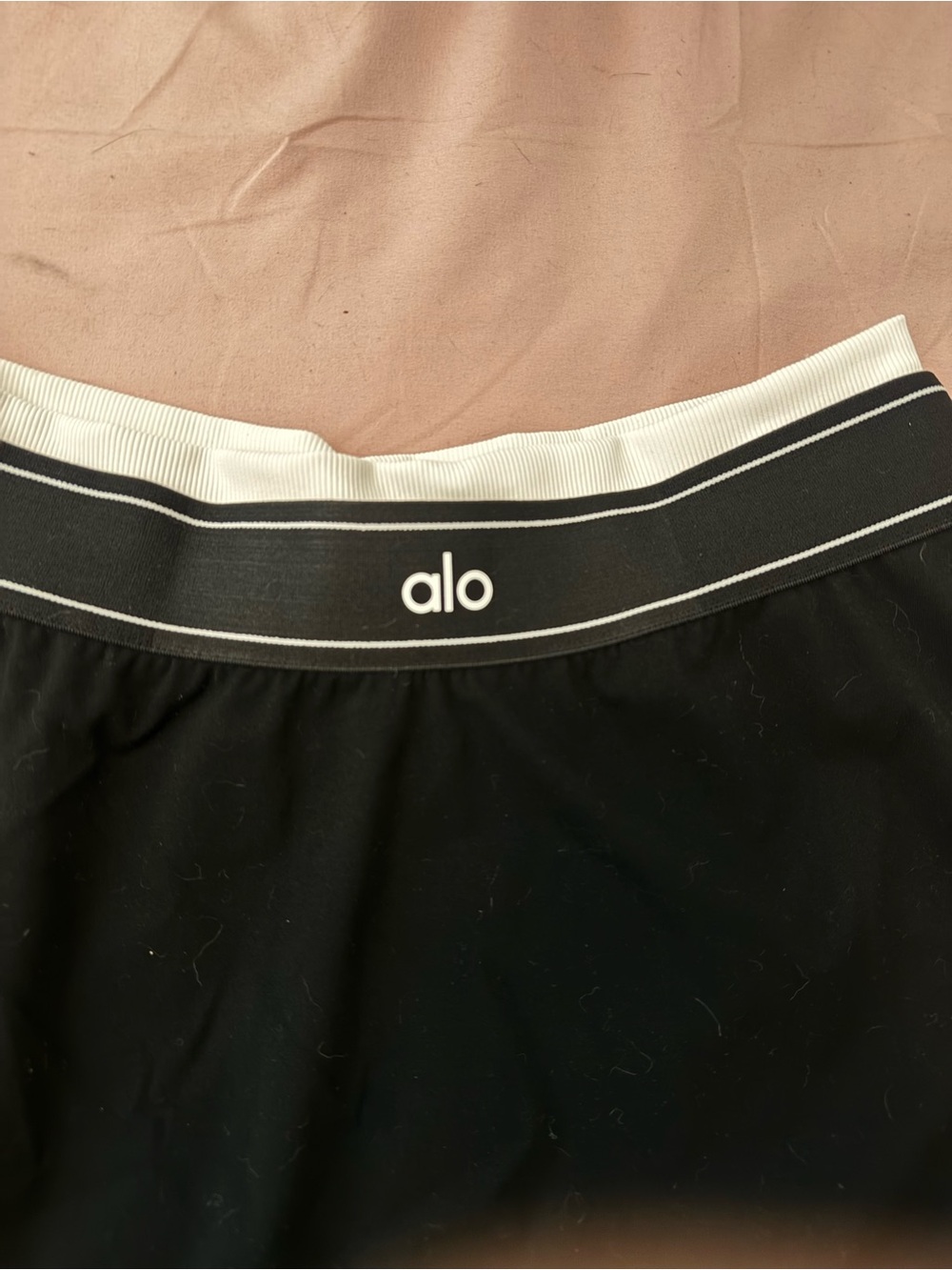ALO Yoga Black Skater Skirt with White-Trim Waistband - Picture 2 of 4